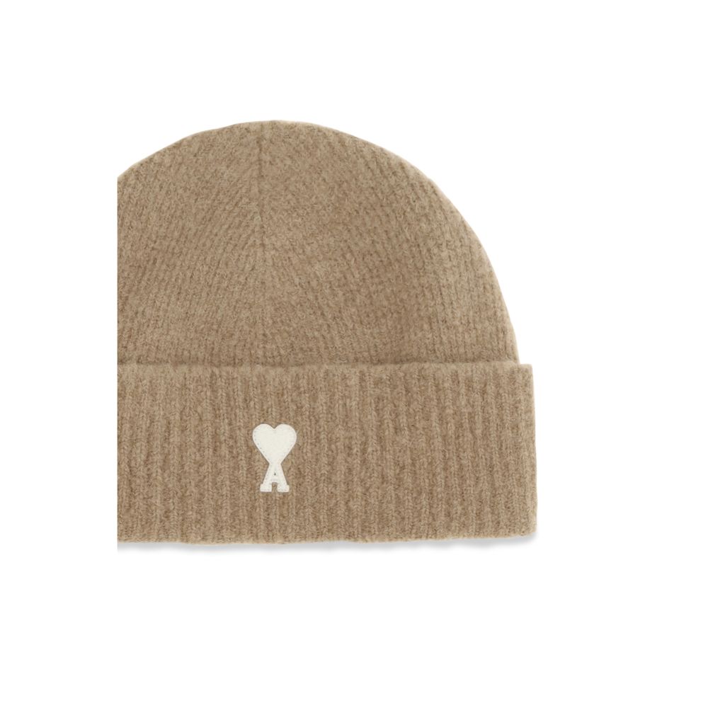 AMI Paris Beige Wool Beanie