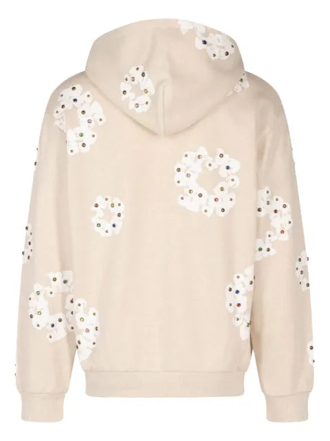 Denim Tears Rhinestone Cotton Wreath zip hoodie