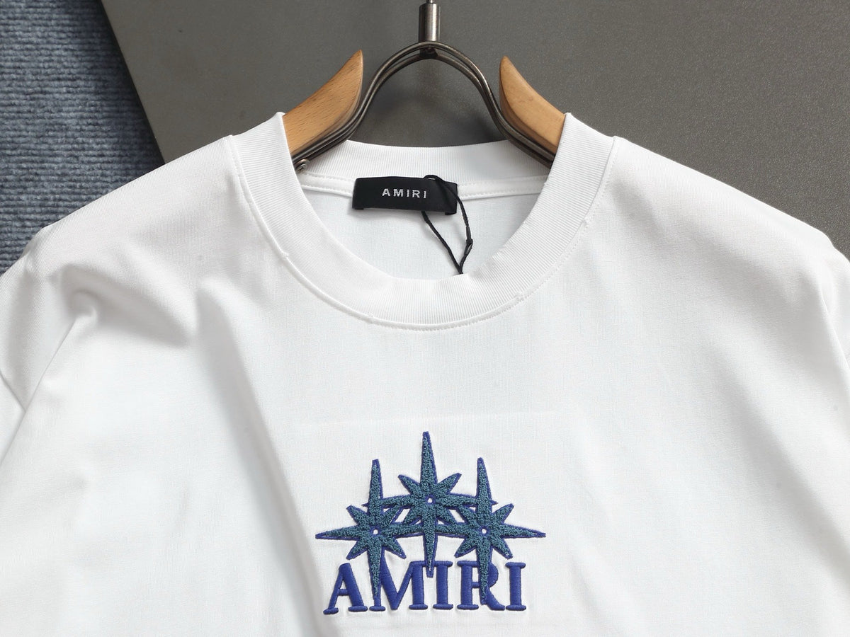 AMIRI Star Embellished Logo Crew‑Neck Short‑Sleeve T‑Shirt