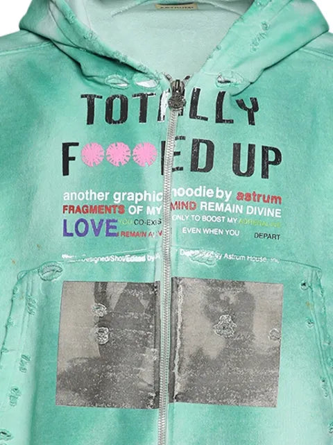 astrum distressed-effect graphic-print hoodie