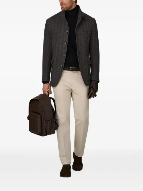 Boggi Milano peacoat herringbone in wool and cotton