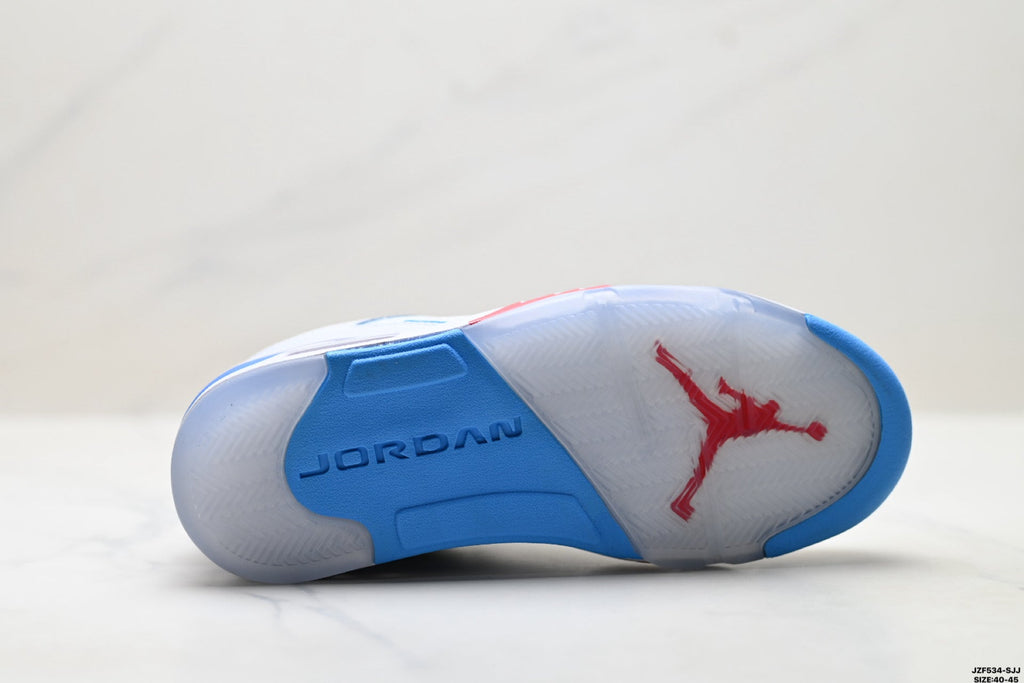 Air Jordan 5 Low White University Blue Sneakers