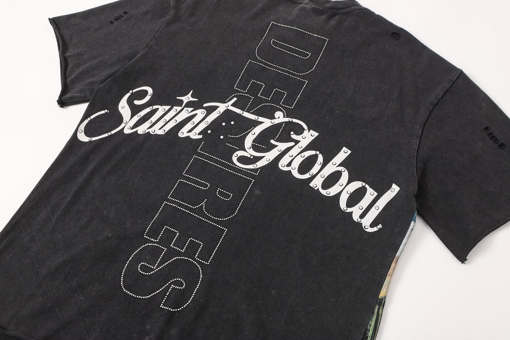 SAINT Rider & De Ores Graphic Washed Black T-Shirt