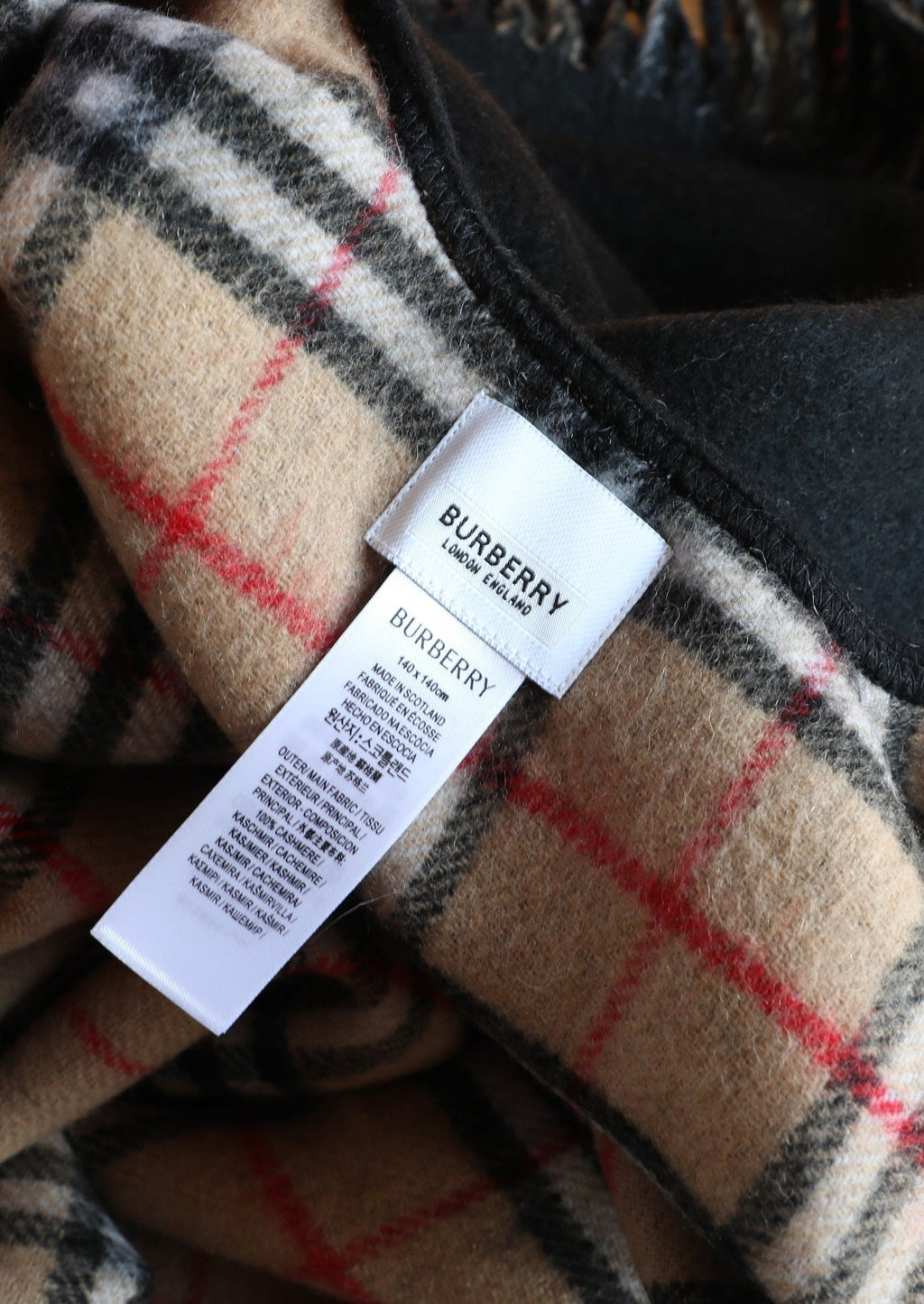 Burberry Style Reversible Plaid Cape Scarf