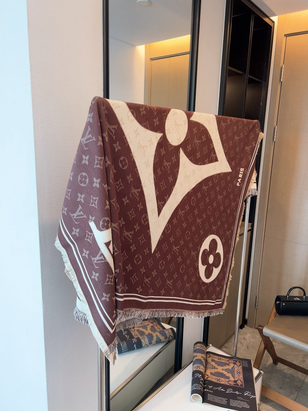 Louis Vuitton Brown & Cream Monogram Square Scarf