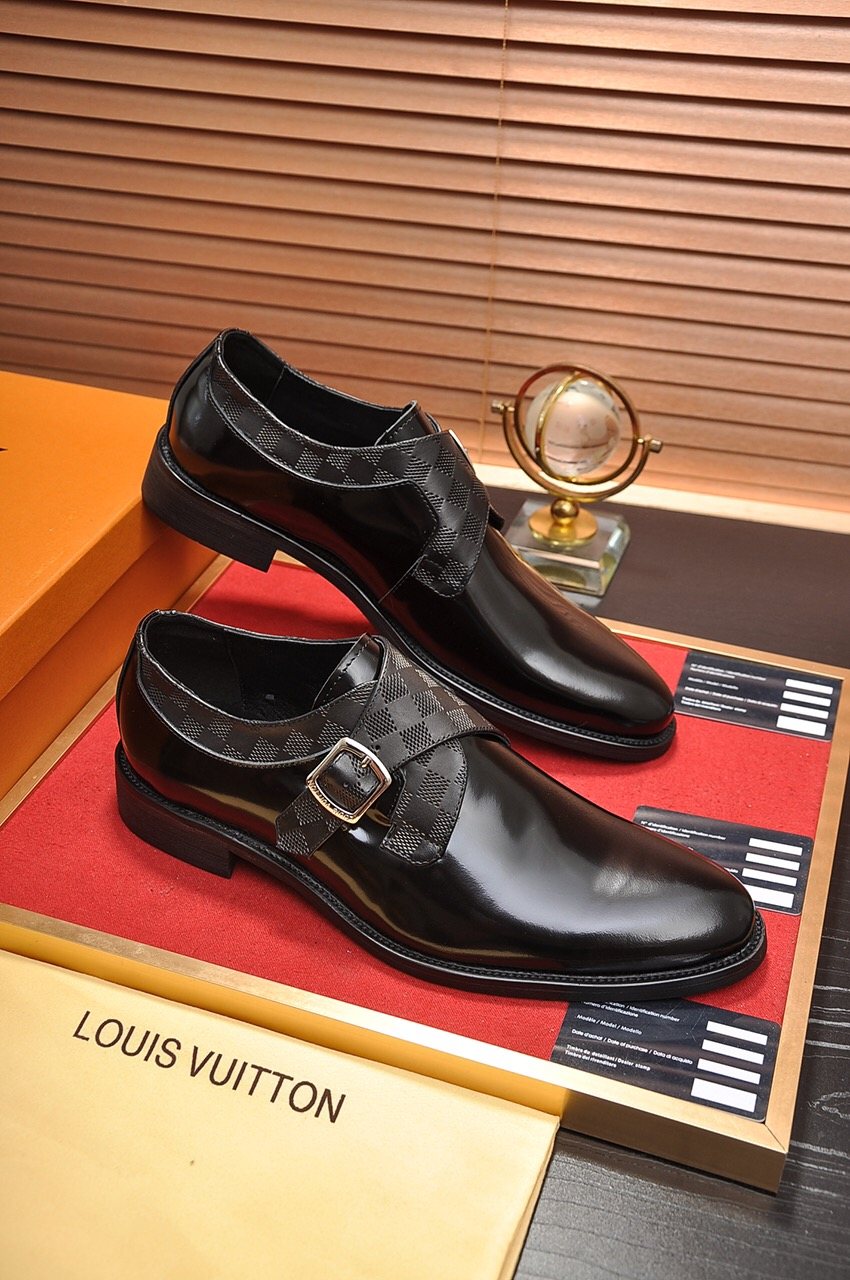 Louis Vuitton Black Buckle Strap Dress Shoes