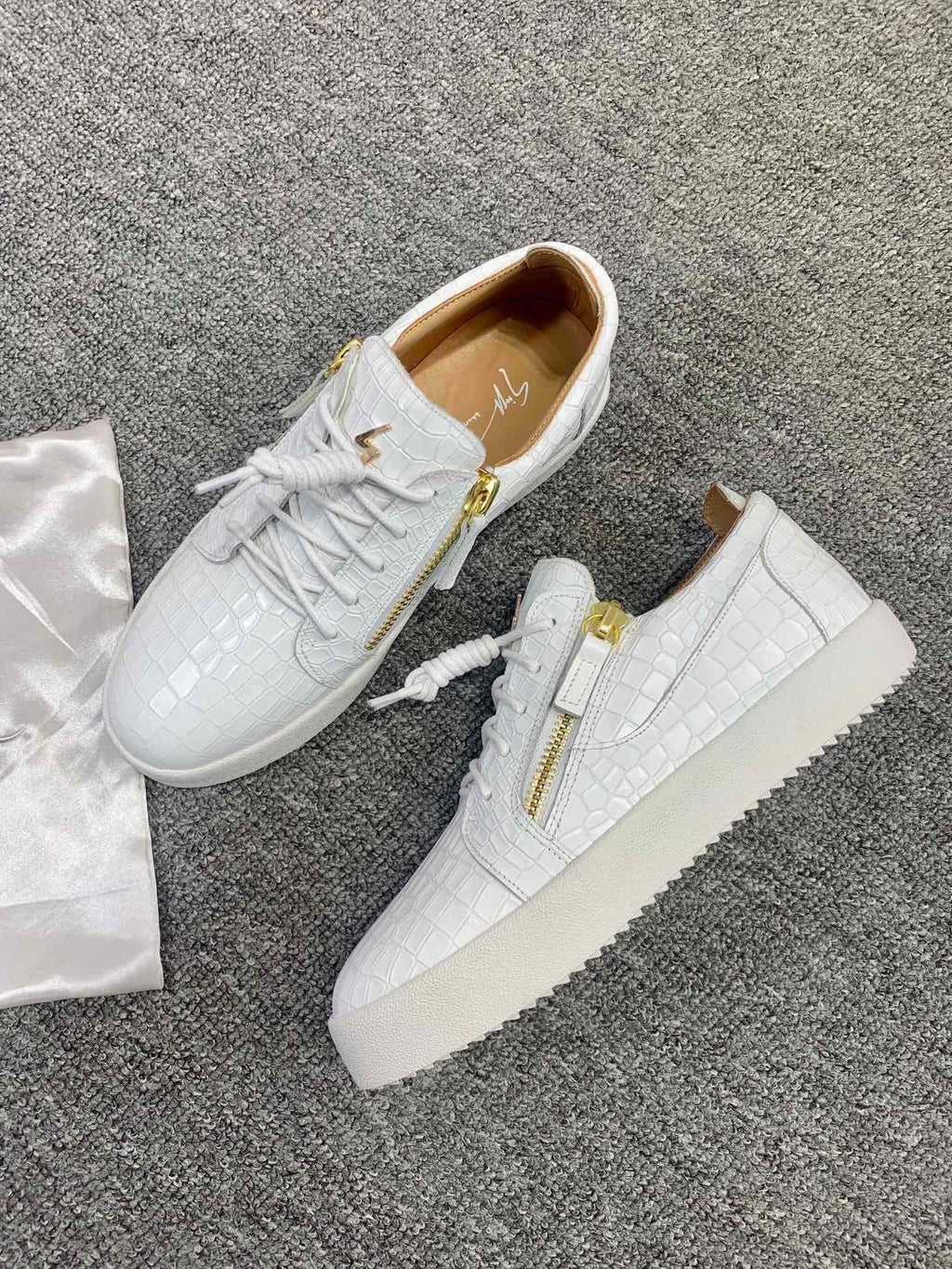 Giuseppe Zanotti White Gold-Accent Sneakers