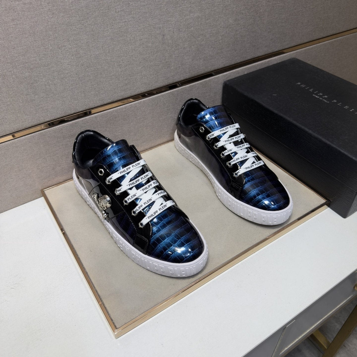 Philipp Plein Men's Plaid Low-Top Sneakers
