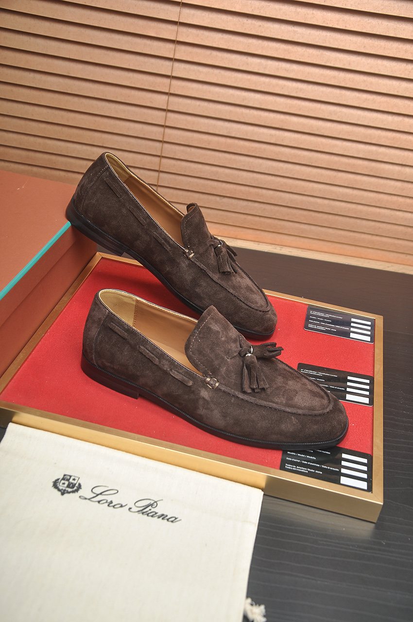 Loro Piana Men's Suede-Look Tassel Loafers