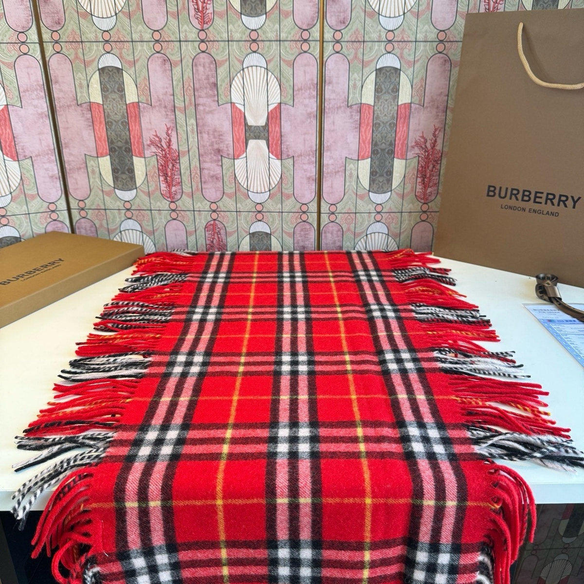 Burberry Plaid Fringe Scarf