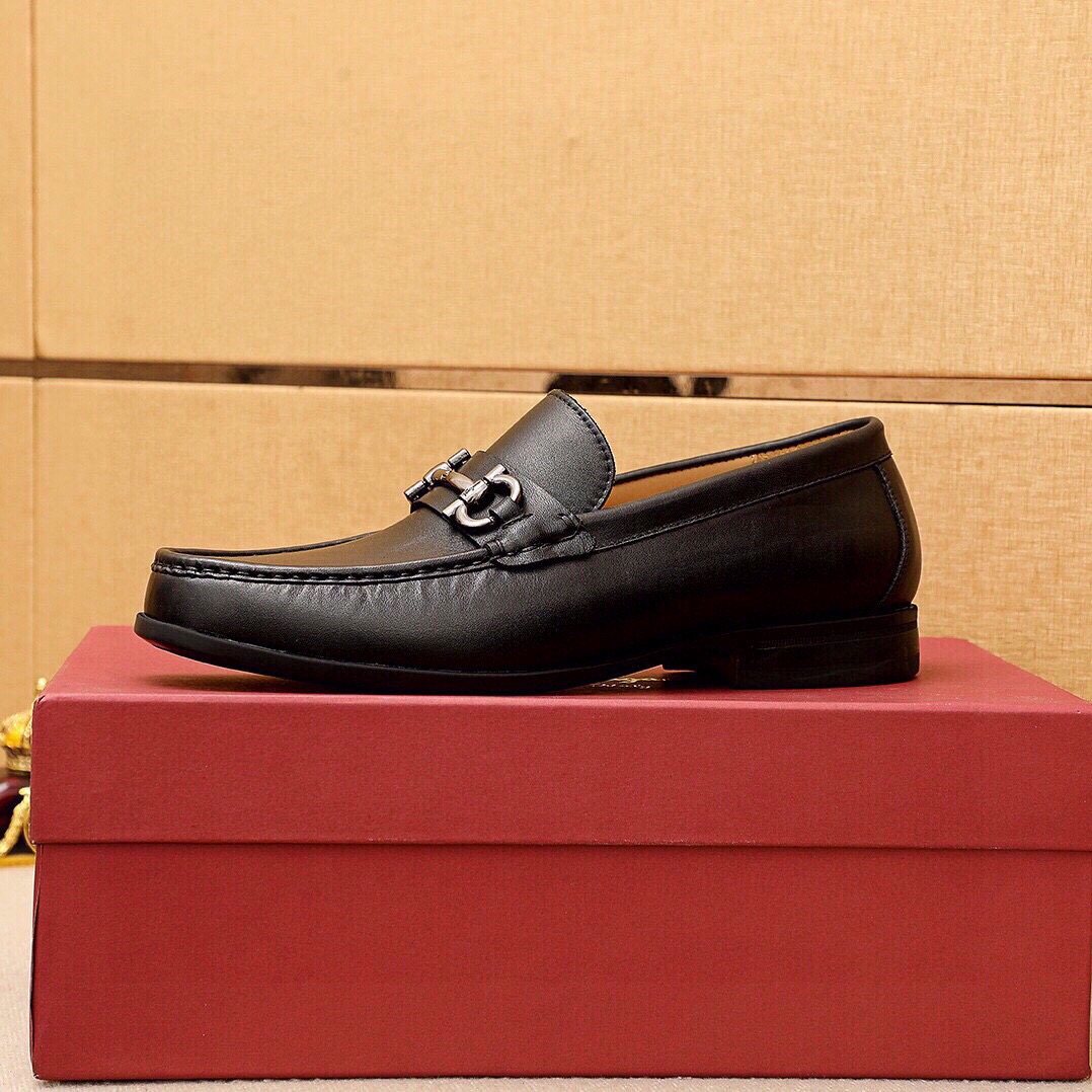 Ferragamo Black Buckle Loafers - Smooth Leather Upper, Leather Lining