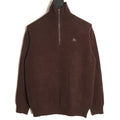 Burberry Equestrian Emblem Half-Zip Knit Sweater - Dark Brown